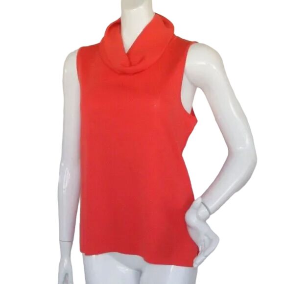 MISOOK Top, L, Sleeveless, Cowl neck, Acrylic, Exclusively Red orange - Picture 3 of 8